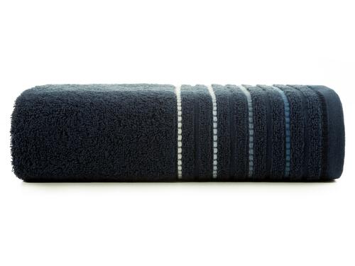 Bavlnený, jednofarebný uterák Azi s pruhovaným okrajom - námornicky modrý, gramáž 450 g/m2